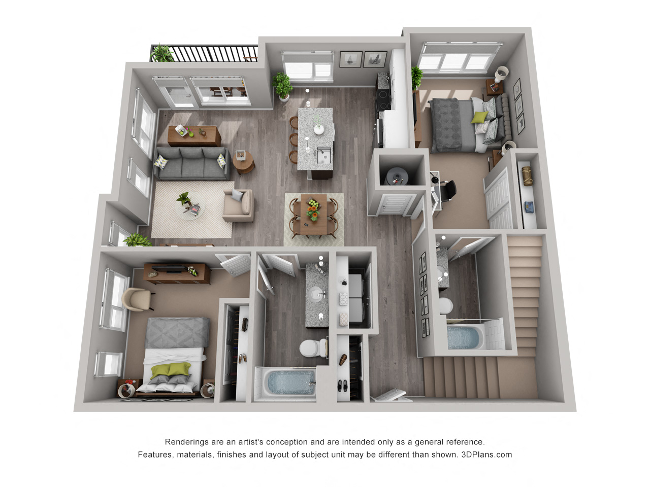 Floor plan for 2 beds, 2 baths, 1146 sqft